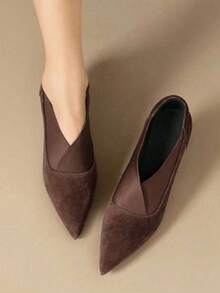 Nuevas botas pequeñas francesas y botas de tobillo temperamento puntiagudo tacón alto mujeres invierno con terciopelo engrosado zapatos de cuero negro, Zapatos de tacón de mujer - Marrón - Ver 8