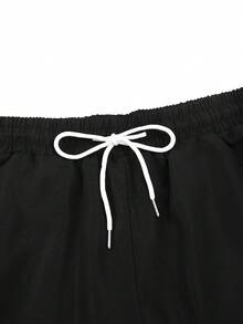 Manfinity Swimmode 夏季男士撞色印花短袖衬衫搭配纯色短裤沙滩装，男士度假衬衫，男士度假服，夏威夷男士衬衫，男士沙滩上衣，男士热带印花衬衫 - 彩色 - 查看 6