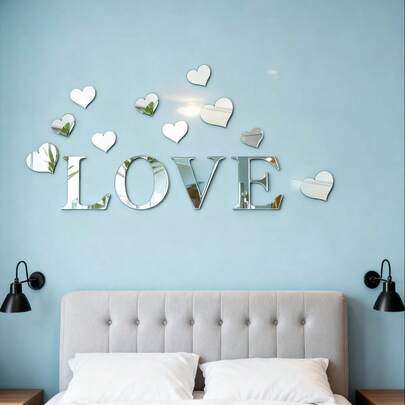 Acrylic 3D Mirror Wall Sticker With Slogan For Wall Decor - Perfect For Valentine's Day, Wedding, Birthday Gift, Hallway And Entrance Decor