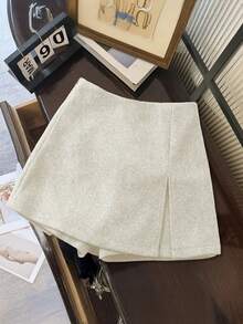 Franclia 双层开衩羊毛A字防闪光加厚裙裤