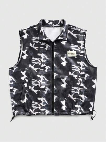 سترة رجالية كاجوال بطبعة كامو للشارع مزينة بسحاب، خريف/شتاء