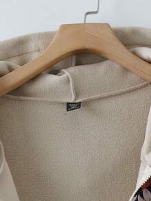 Linhara Áo khoác nữ cỡ lớn dáng rộng in họa tiết, có mũ, giữ ấm, lót lông. - màu đen - Xem 5