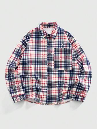 Camicia casual da uomo in stile universitario, personalizzata, di moda di strada
