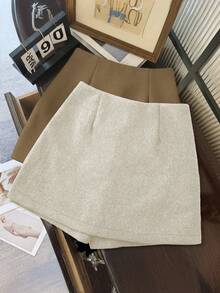 Franclia 双层开衩羊毛A字防闪光加厚裙裤