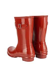 Hunter Original Short Gloss Women's Rain Boots Red WFS1000RGL - Black - View 2