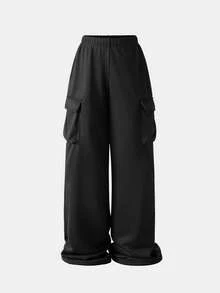 SHEIN 少女休闲针织贴袋背带裤，秋冬季