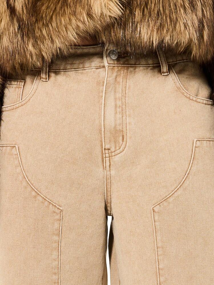 SUMWON WOMEN Carpenter Shorts With Plaid Turn Up Hem