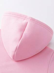 Conjunto de Moletom e Shorts Curta para Meninas Jovens 2 peças: Forro Térmico, Tecido de Moletom Grosso e Confortável, Corte Solto e Estiloso, Estampa Fofa de Número Cartoon em Rosa com Capuz + Calça Denim Reta com Cintura Elástica, Cor Denim Retrô Azul Claro, Corte Fofo, Adequado para Todas as Estações, Múltiplos Estilos, Alto Custo-Benefício, Conjunto de Duas Peças na Moda para Moletom e Denim de Meninas. - Multicolorido - Visão 6