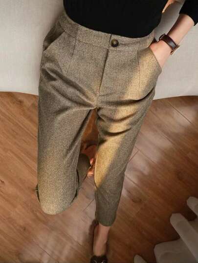 EMERY ROSE Büyük Beden Düz Renk Günlük Pantolon