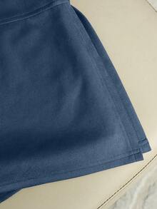 Franclia 时尚新款绒面高腰修身A字开衩短裙，女士春秋季 - 藍色 - 查看 6