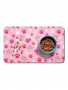 PETSIN 1片装硅胶泥浆宠物食品垫，适用于猫狗，防溅喂食垫，吸水速干垫 - 粉色 - 查看 4