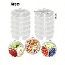 5/10 /30/50 Pieces Colorful 3 Compartment Snack Box Containers With Lids - Reusable, Portable, Leak Proof Plastic Sauce And Dipping Sauce Containers For On-The-Go Snacks Picnics Condiments And Meal Prep - Multicolor - View 19