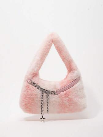 Grunge Punk 2000er Jahre Stil Damen Umhängetaschen, Punk Nieten Bikertaschen, Fellbeutel, Herbst & Winter Geldbörsen, Hobo Handtasche (zufälliges Muster)