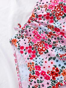 SHEIN Emery Rose Kids 2pcs/Set Tween Girls Beachwear Vacation Ditsy Floral Side Bow Decor Casual One-Piece Swimsuit With Cover-Up Skirt Tween Girls  Vacation Ditsy Floral Side Bow Decor Casual One-Piece Swimsuit With Cover-Up Skirt Summer Sets For Girls Three Piece Swimsuit Set Tween Swimsuit Daisy Tween Swimsuit  Cute Summer Sets - Pink - View 10