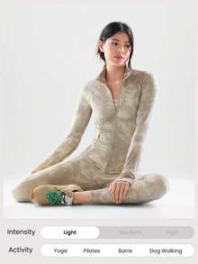 GLOWMODE Áo khoác dài tay FeatherFit™ Slim-It Streamline Performance với túi an toàn, khóa kéo, hỗ trợ vận động nhẹ, thích hợp cho yoga và mặc hàng ngày vào mùa thu. - Nhiều màu - Xem 5