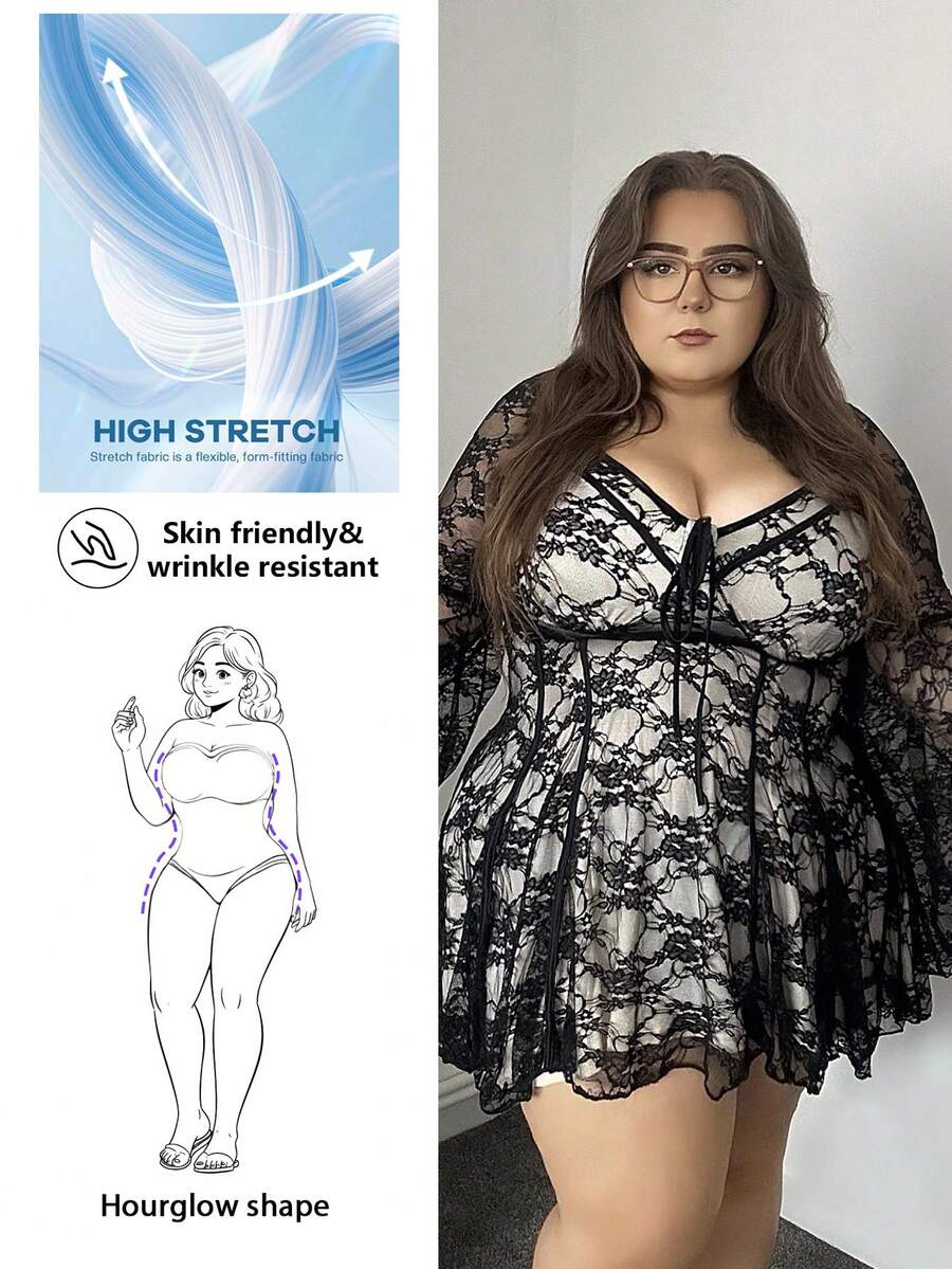 Hourglow Ropa de otoño para mujer, mono de manga larga de unicolor casual de talla grande para invierno - Negro - Ver 1