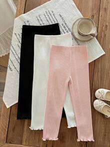 LMoss Kids 3件装少女打底裤 - 黑色 - 查看 2