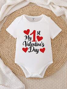 SHEIN Baby Girl Short Sleeve Letter Print Casual Bodysuit - White - View 4