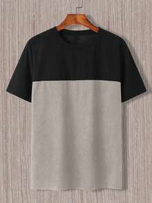 Manfinity Homme Áo thun nam tay ngắn cổ tròn phối màu tương phản phong cách thường ngày - Nhiều màu - Xem 3