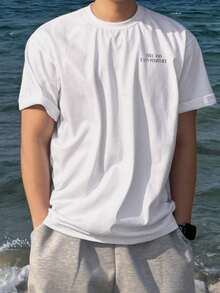DAZY Camiseta de cuello redondo para hombre con estampado de peces de verano y océano en blanco - Blanco - Ver 3