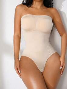 NudeFit Women's Seamless Strapless Bodysuit Shapewear Anti-Slip | Ditch Extra Shapewear | Waist Cincher, Tummy Control & Butt Lift Slimming Essential - Apricot - View 3