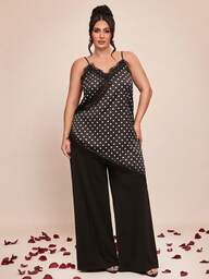 SHEIN BAE Große Größen Damen Polka Punkt Spitze asymmetrisches Spitzen-Camisole Top