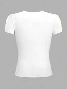 Mujer casual camiseta estampado gráfico love corazón amor día san Valentín cerezas cereza enamorados pareja linda tierna cute rayas rayones dibujo letras creativo ajuste regular cuello redondo manga corta primavera erano uso diario comoda fresca ligera - Blanco - Ver 2
