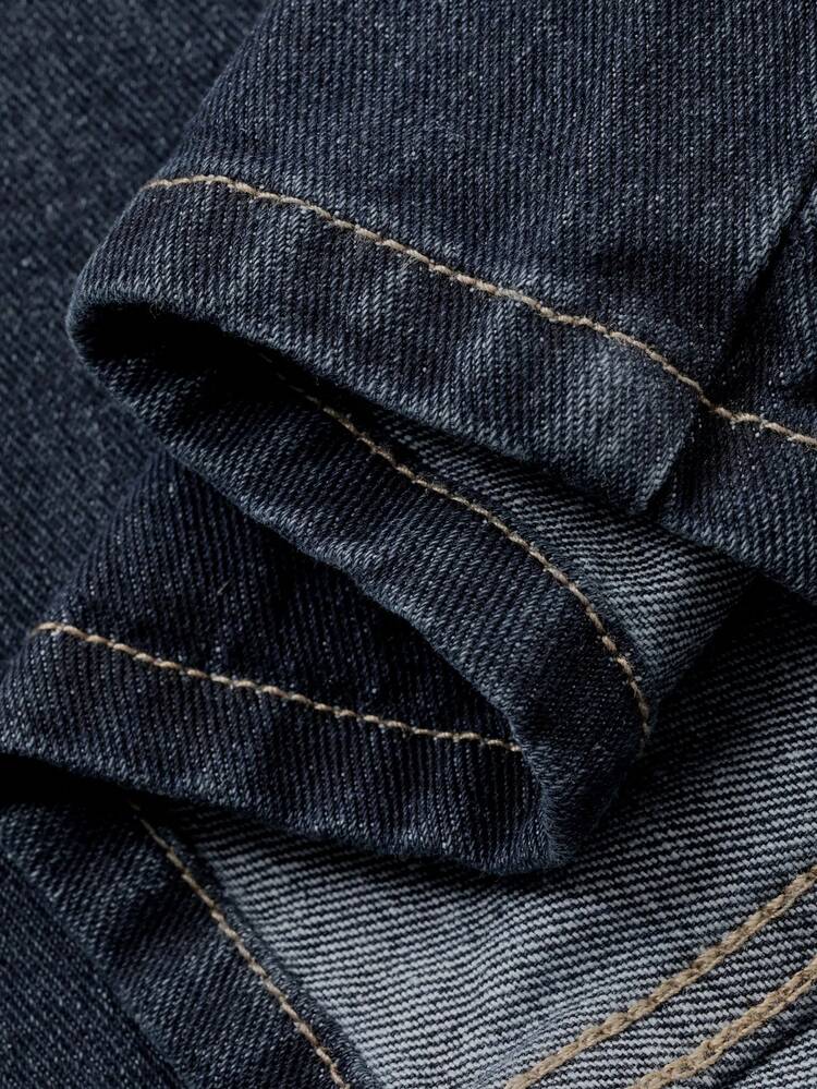 Women's Solid Color Casual Long Sleeve Denim Washed Split Hem Dress