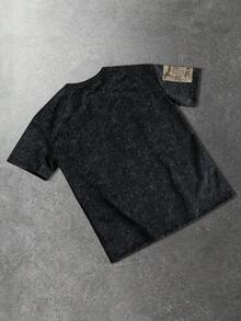 ROMWE MEN 男士天使图案黑色圆领短袖T恤 - 黑色 - 查看 7