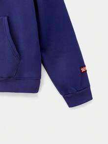 Manfinity Unisex 男士休闲拉链连帽衫，带丝网印花，宽松版型，春秋季，秋冬 - 寶藍色 - 查看 9