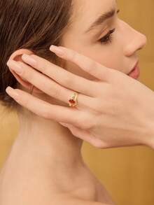 MOTF PREMIUM NHẪN HỞ MẠ VÀNG 18K ĐÍNH ĐÁ QUÝ - Vàng đỏ - Xem 4