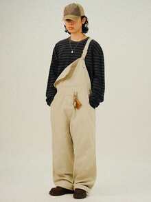 DAZY Adjustable Strap Apricot Color Casual Cargo Pants For Men, Suitable For Spring And Autumn - Apricot - View 1