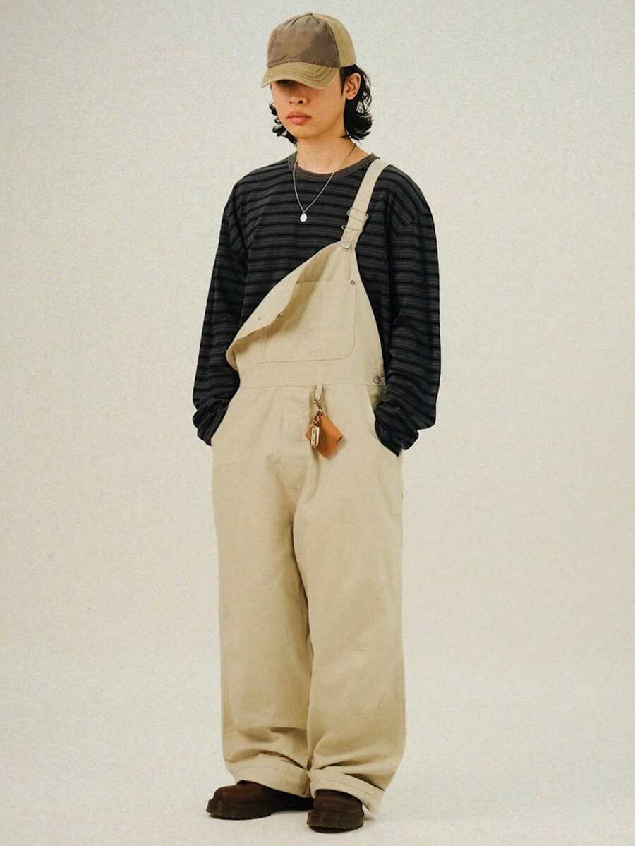 DAZY Adjustable Strap Apricot Color Casual Cargo Pants For Men, Suitable For Spring And Autumn - Apricot - View 1