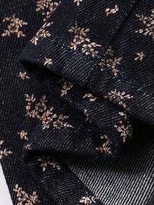 Dazy Kids Tween Girl Casual Ditsy Floral Denim Bib Overalls - Blue - View 7