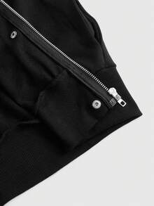 ROMWE J-Fashion Y2K Piano Key Print Fitted Women Sweatshirt - Black - View 5