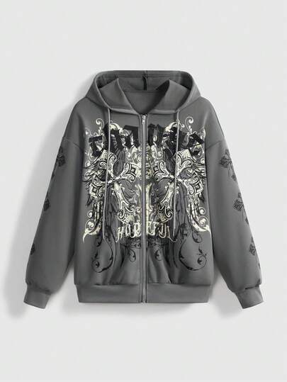 Grunge Punk Damen Retro Y2K Reben Kreuz PUNK Loose Sweatshirt