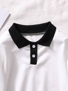 Sparklyn 2pcs/Set Girls Casual Simple Hooded Sweatshirt Set, With White Ribbon Trim On Sleeve And Pant Side, Suitable For Spring & Autumn, 250G Heavy Fabric Hoodie Jacket - White - View 6