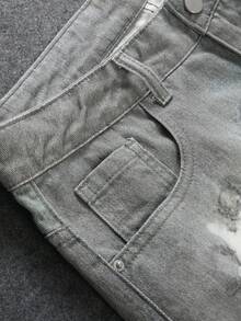 Manfinity EMRG Jeans de mezclilla casuales y versátiles para uso diario con estampado de ángel en el bolsillo para hombres - Multicolor - Ver 4