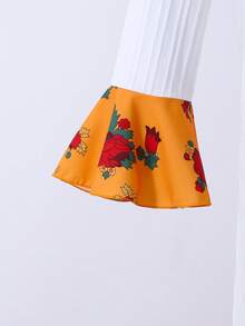 SHEIN 女孩时尚印花图案优雅舒适别致高贵数码印花休闲自信甜美华丽时尚衬衫裙 - 白色 - 查看 6