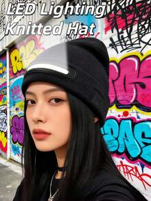 Teckwe USB发光帽 LED针织帽 手电筒帽，户外跑步骑行 - 彩色 - 查看 1