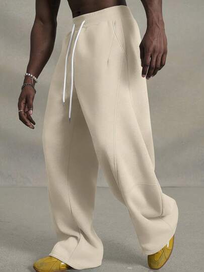 PAVTROS 男士纯色抽绳腰口袋休闲阔腿运动裤