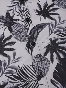 Manfinity KASUA Men's Floral Print Short Sleeve Shirt And Shorts Set - Black - View 5