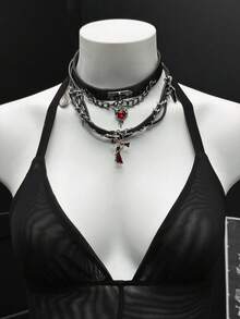 EgrlEra Women's Lace-Up Sexy Bodycon Long Sleeve Mesh Jumpsuit - Black - View 5