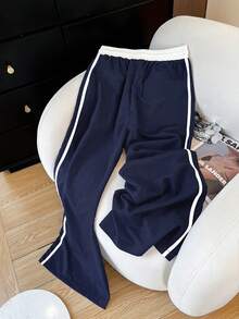 Resyla Women's Casual Loose Fit Bow Print Drawstring Waist Sweatpants - Navy Blue - View 2