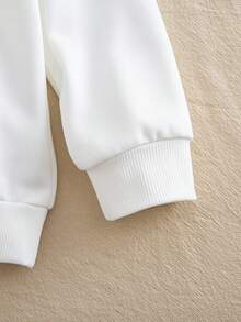 SHEIN Genkimix Kids 2pcs/Set Girls' Round Neck Long Sleeve Sweatshirt And Pants Set, Fashionable Casual Everyday Wear, Spring/Autumn Kids Sweat Set Sweatshirt Set For Girl Two Piece Kids Set Kids Two Piece Set Kids Long Sleeve Summer Sets - White - View 8