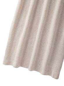 GlowEve CURVE 大码女式纯色圆领长袖毛衣和针织中长裙休闲套装，秋冬 - 杏色 - 查看 3