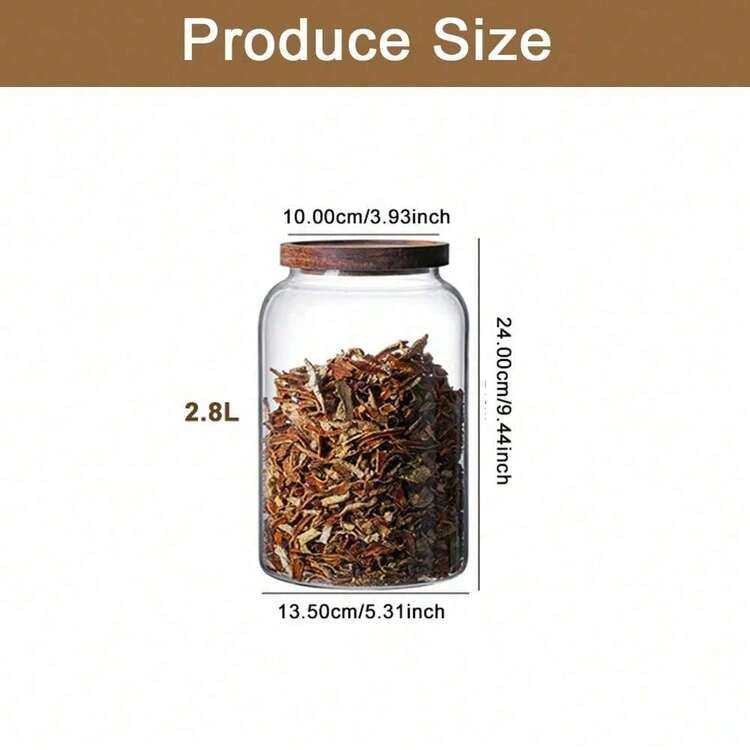 1pc Large Glass Jar With Airtight Lid For Flour, Grains, Coffee, Pasta And More, Kitchen Tool, Kitchenware, Kitchen Accessories, Home Kitchen Supplies, Glass Bottle,Easy To Store, Heat-Resistant, Wide Mouth, Easy To Clean, Dry Goods Storage Glass Jar - Multicolor - View 13