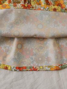 SHEIN Vintaside Kids 2件套女婴休闲纯粉色碎花无袖连衣裙，适合户外玩耍或居家穿着。 - 橘色 - 查看 10
