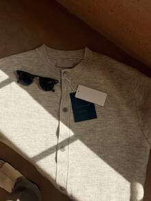 DAZY Men's Apricot Floral Mesh Cardigan, Spring/Autumn - Apricot - View 7