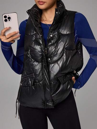 Dewbera Women's Solid Color Casual Sleeveless Padded Vest